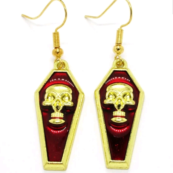 💀⚰ Skull Coffin Earrings - Picture 1 of 3
